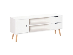 Rack para Tv 50 Polegadas com Porta Nichos e Gavetas Branco ZACHARY
