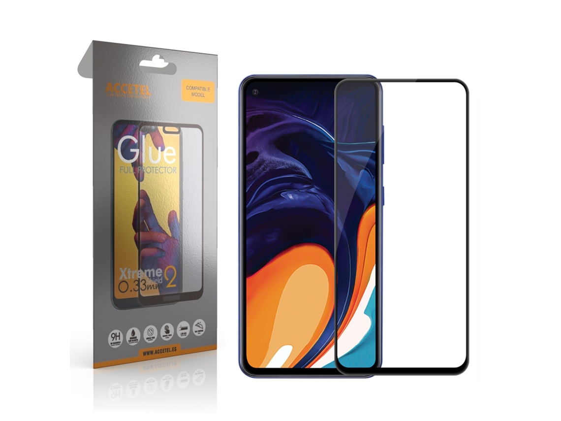 Película de vidro com cola total 2D - Samsung Galaxy A60 Preto