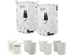Conjunto de 2 Cestos Roupa Suja Dobráveis​​ 50* 40cm, Grandes, em Tecido, Ideais para Organizar o Quarto Das Crianças BRILVIBERA