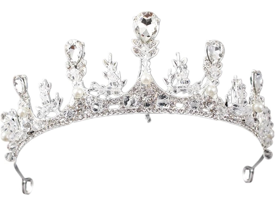 Coroa de casamento em prata e strass, leve e indeformável.