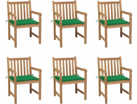 Conjunto 6 Cadeiras de Jardim  c/Almofadas 3073036 (58x60x90 cm - Madeira)