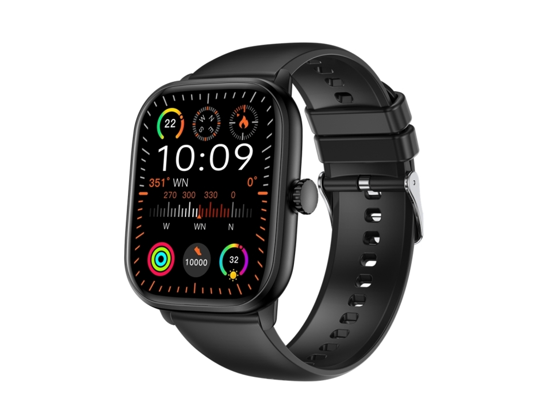 (Preto) Smartwatch com tela HD IPS de 2,01 polegadas em tecido, compatível com chamadas Bluetooth e monitoramento de saúde.