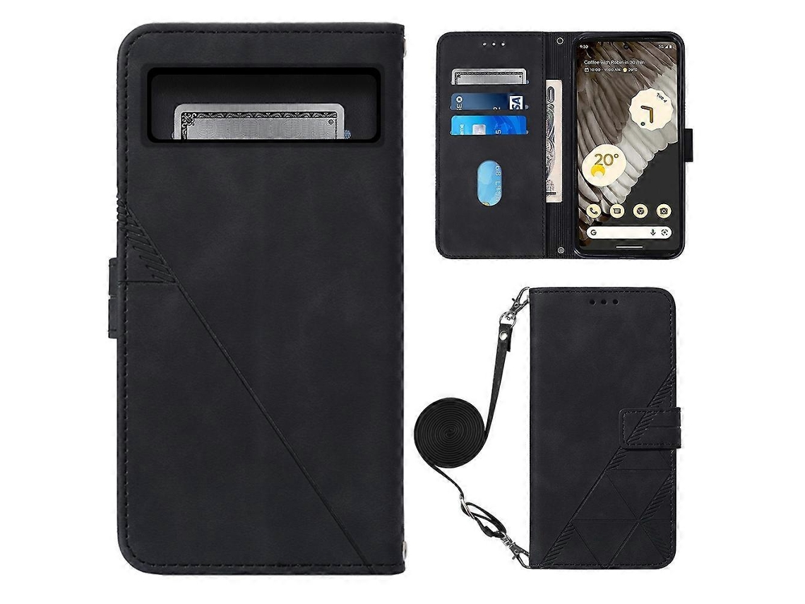 Capa De Celular Flip De Couro Com Relevo 3d Para Google Pixel 8 Crossbody
