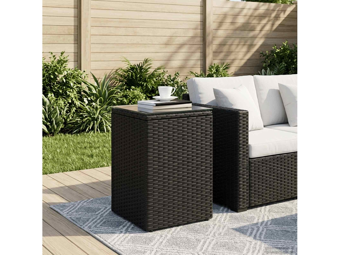 Vidaxl Mesa Lateral Preto 35 X 35 X 70 Cm Vime Pe