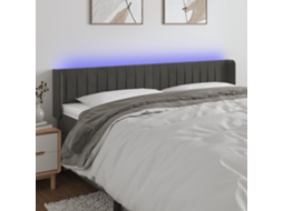 Vidaxl Cabeceira Cama C/ Luzes Led Veludo 163x16x78/88cm Cinza-escuro