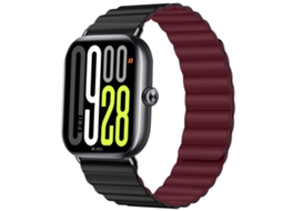 Bracelete para Redmi Watch 6 / 5 / 4 silicone macio com fecho magnético preto e vermelho vinho XIAOMOYU