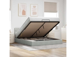 Vidaxl Estrutura De Cama Otomana Com Colchão 160x200 Cm Cinzento Claro