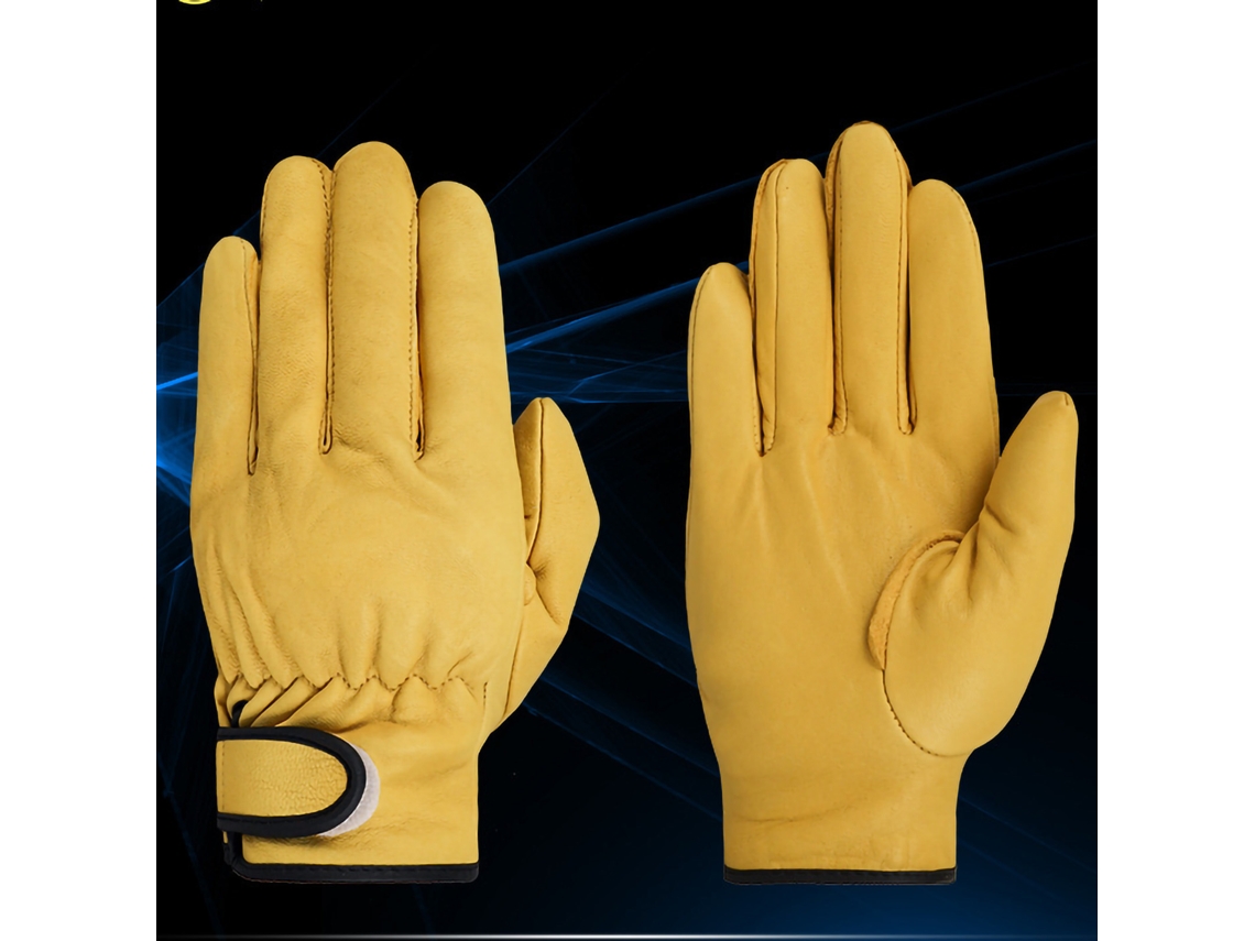 Luvas de Trabalho de Couro Resistente Ao Desgaste para Jardim e Trabalho Diário XXL Amarelo