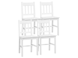 Conjunto de 4 Cadeiras Madeira de Pinho Cor Branco 41x46,5x85,5 cm Homcom