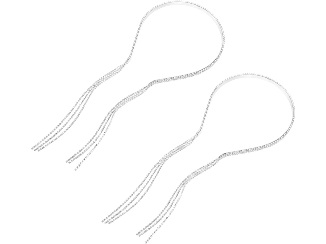Conjunto De 2 Tiaras Com Pompons De Strass Para Mulheres