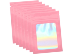 100 Unidades de Saquinhos Transparentes para Guardar Comprimidos, Mini Organizadores de Bolinhas, com Fecho Hermético, Cor Rosa BRILVIBERA