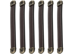 Conjunto De 6 Puxadores De Couro Para Gavetas E Botões De Metal Para Guarda-roupas E Cômodas.