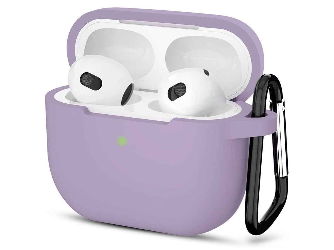 Capa Zruxe Para Airpods 3 Silicon Proteção Completa Antipoeira E Antichoques (carregamento Sem Fios, Mosquetão, Roxo)