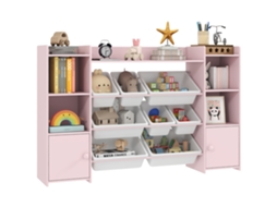 Prateleira Infantil para Brinquedos e Livros, com 8 Caixas Removíveis, rosa BTFORUS