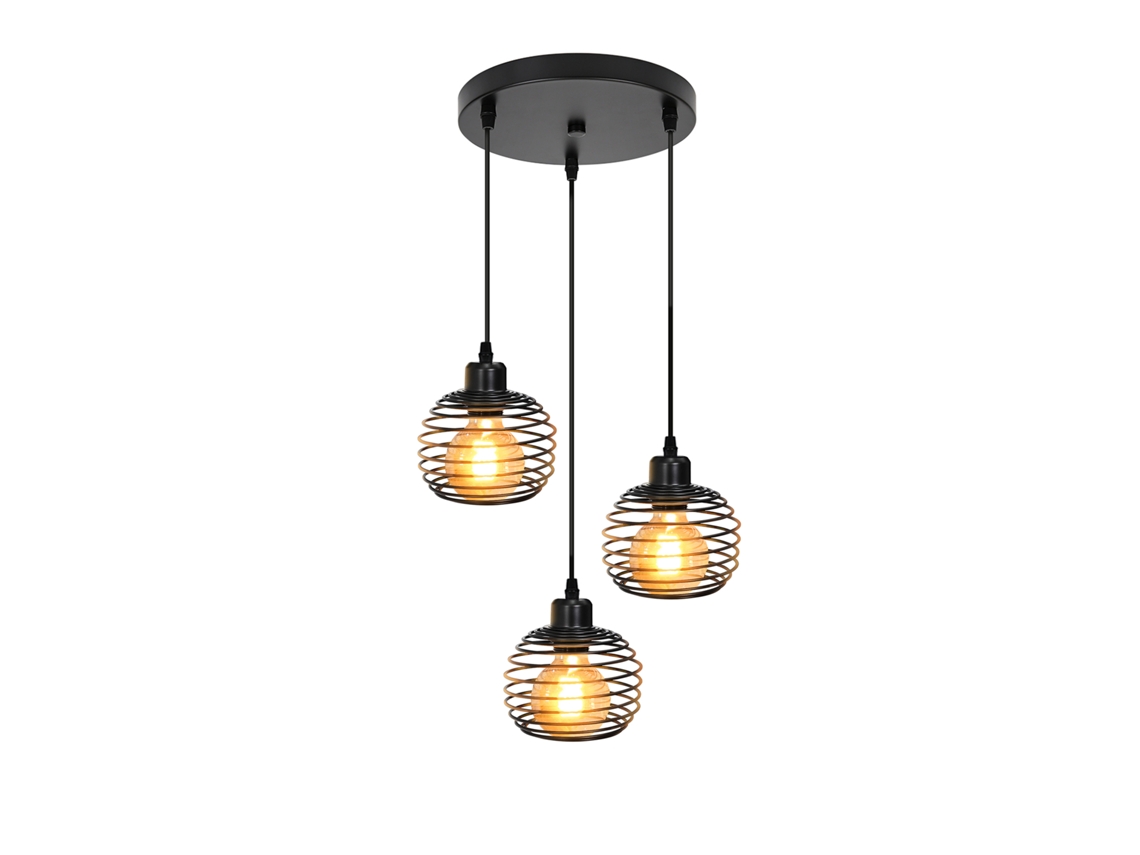 Nettlife Candeeiro Pendente De Metal Preto Diam.30 Cm E27 Vintage Retrô Industrial Luz Pendente Para Sala De Jantar Sala De Estar Estudo Escritório