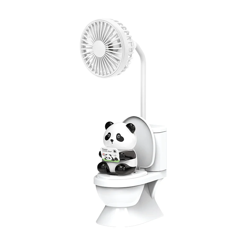 Ventilador de Mesa Criativo para Banheiro, Recarregável, Alta Potência, com Suporte MDUG (panda)