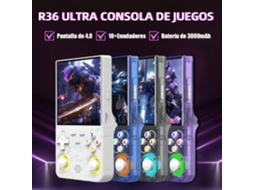 Console portátil R36 Ultra, 128 GB, 22.308 jogos dos anos 80 e 90, roxo, novo.