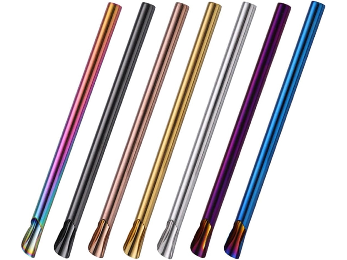 Conjunto De 7 Peças Reutilizáveis Com Design Criativo Em Aço Inoxidável, Em Cores Sortidas.