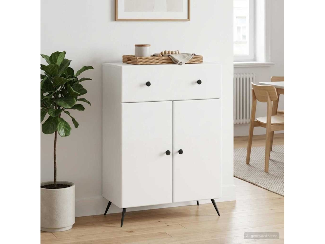 Vidaxl Buffet Branco Brilhante 66 X 34,5 X 90 Cm Derivados De Madeira
