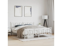 Vidaxl Estrutura De Cama Com Cabeceira E Pés 183x213 Cm Metal Branco