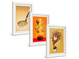 Composição De Quadros Cozinha Com Comida Motivos Espelharte (3 Peças 20x30 Cm)
