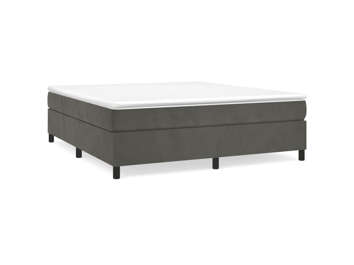 Cama com Molas e Colchão Veludo Cinzento Escuro MAISON EXCLUSIVE (160x200 cm)