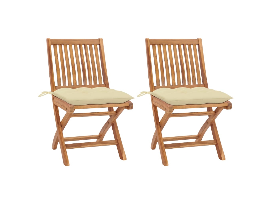 Folding Chair, Folding Chairs Vidaxl Creme Teca (n/a)