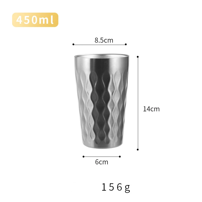 Caneca de Café com Parede Dupla e Isolamento Térmico , em Aço Inoxidável 304, Também Ideal para Cerveja. MDUG (acabamento Fosco, 450ml)
