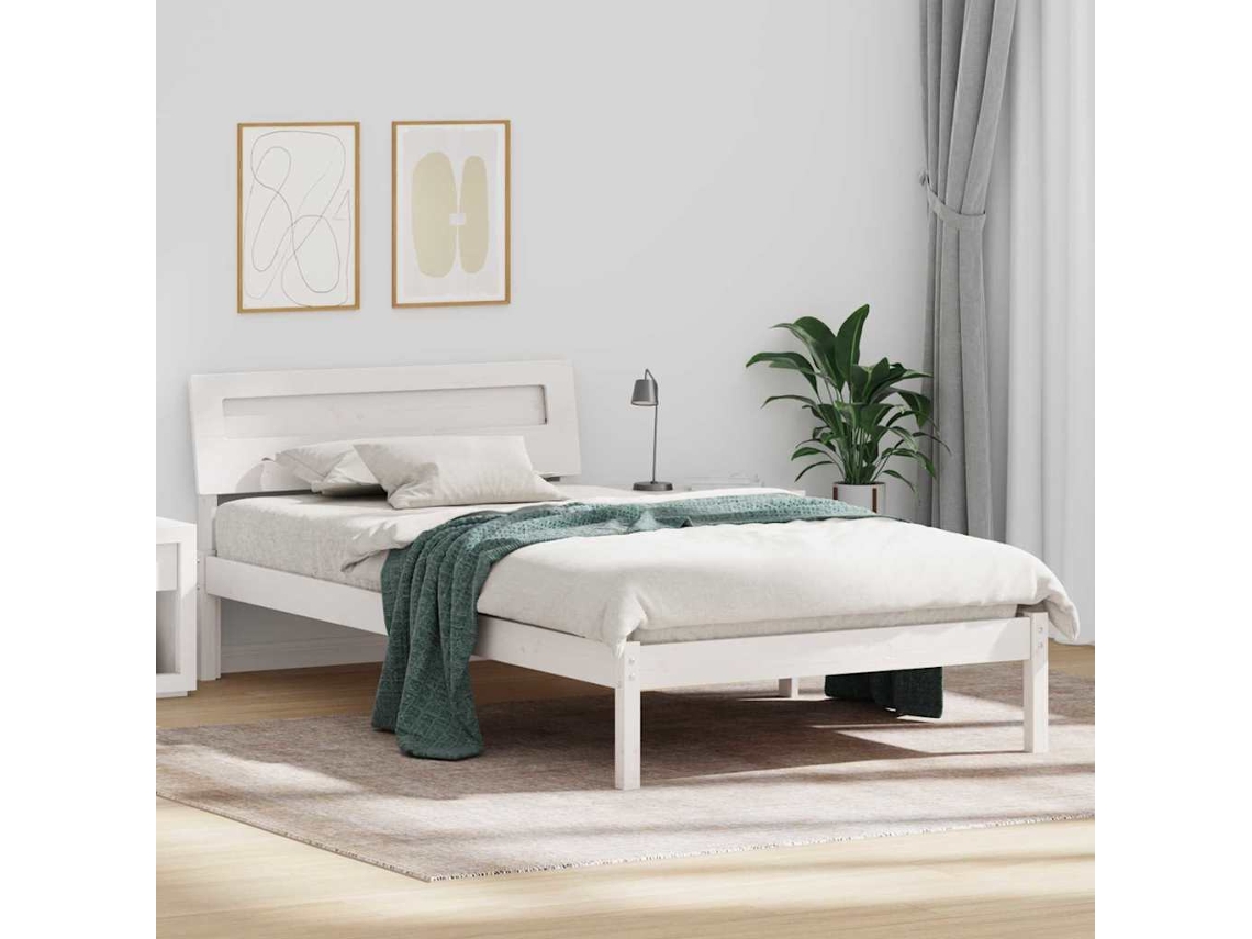 Vidaxl Estrutura Da Cama Com Cabeceira Branco 100 X 200 Cm