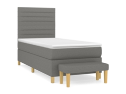 Cama com Molas/Colchão 80x200 Cm em Tecido Cinzento Escuro MAISON EXCLUSIVE