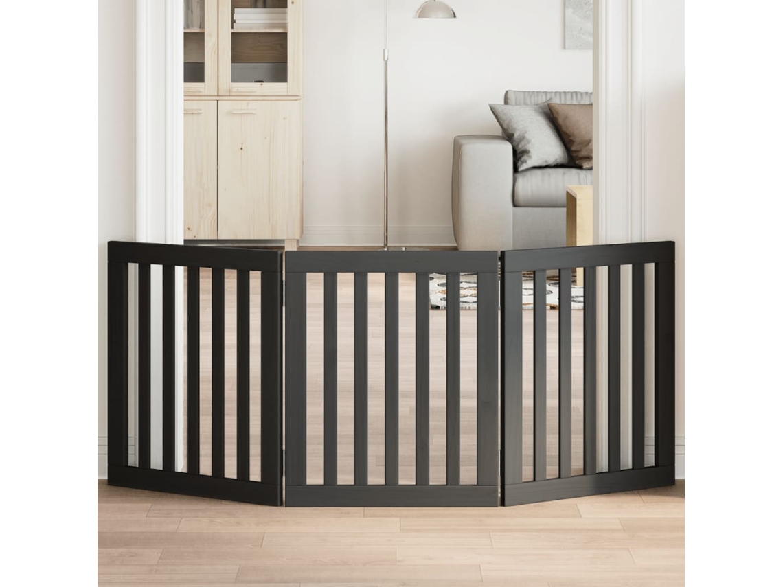 Vidaxl Portão Dobrável 3 Painéis 150 Cm Álamo Preto