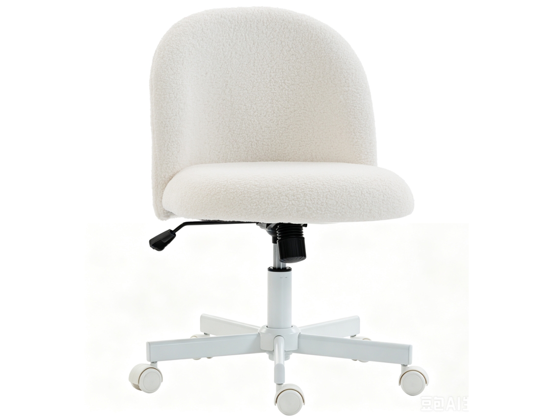 Cadeira De Escritório Ergonómica, Cadeira De Escritório Inclinable En Tecido Bouclette Sans Apoios De Braços, Hauteur...