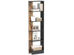 Estante Moderna e Compacta PRIME KANG com 5 Prateleiras (45x21x170 cm) marrom e preta