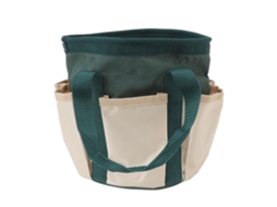 Bolsa Redonda De Ferramentas De Jardim Com 6 Bolsos De Têxtil Oxford Verde E Bege