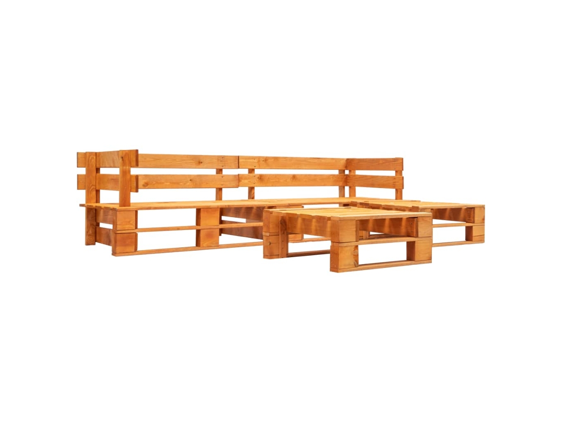 Vidaxl Sofás Paletes Jardim 4 Pcs Madeira Castanho Mel