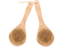 Conjunto De 2 Escovas Corporais Com Cerdas Javali, Para Uso Seco E Molhado, Com Cabo Curto, Escova Esfoliante Natural
