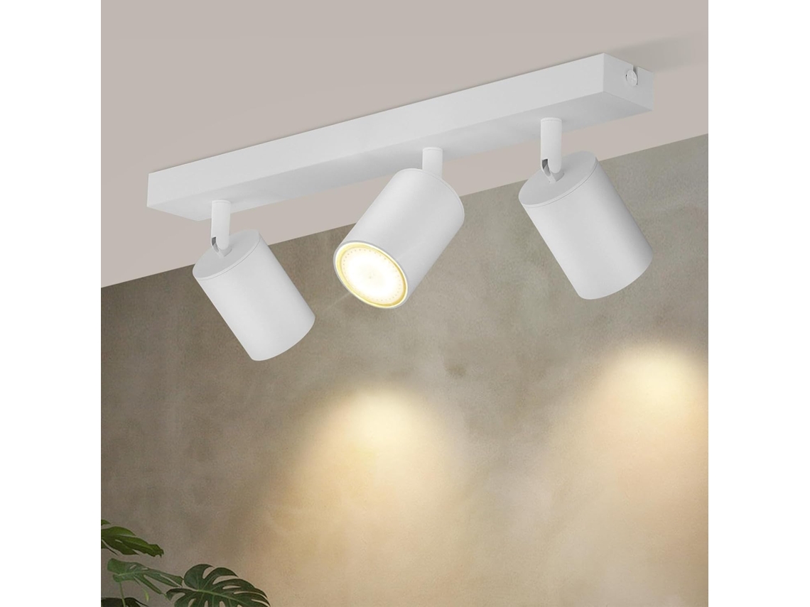 Zmh 3 Spots Max.25w Gu10 Teto Branco 350 ° Giratório Moderno Candeeiro De Parede Industrial Para Sala De Estar, Quarto, Cozinha