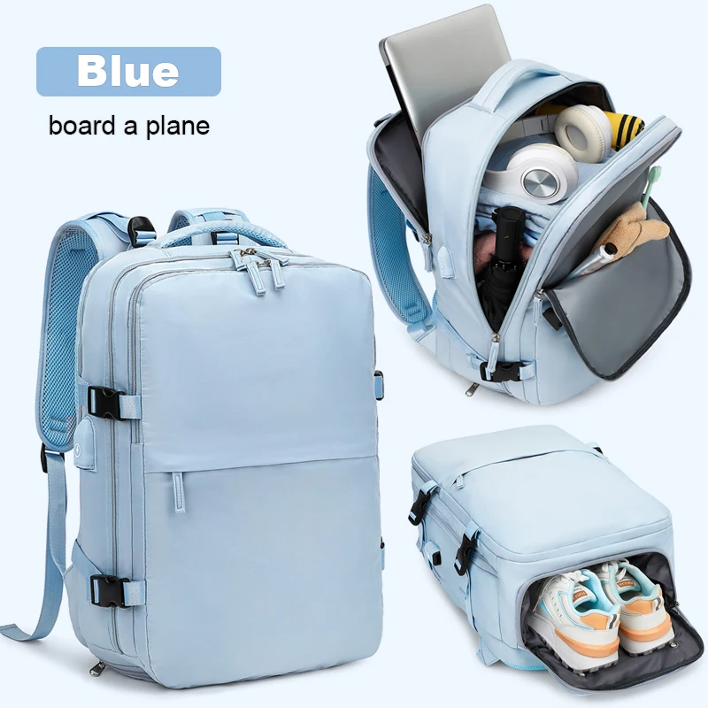 Mochila Feminina Azul De 15 Polegadas, Ideal Para Bagagem De Mão, Viagens Ou Para Levar Em Aviões.