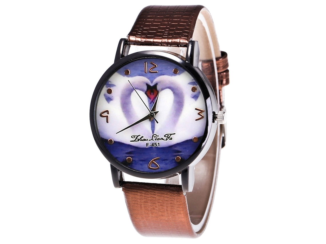Reloj De Pulsera Analógico De Aleación Y Cuero Para Hombres Regalo F451-hx Café