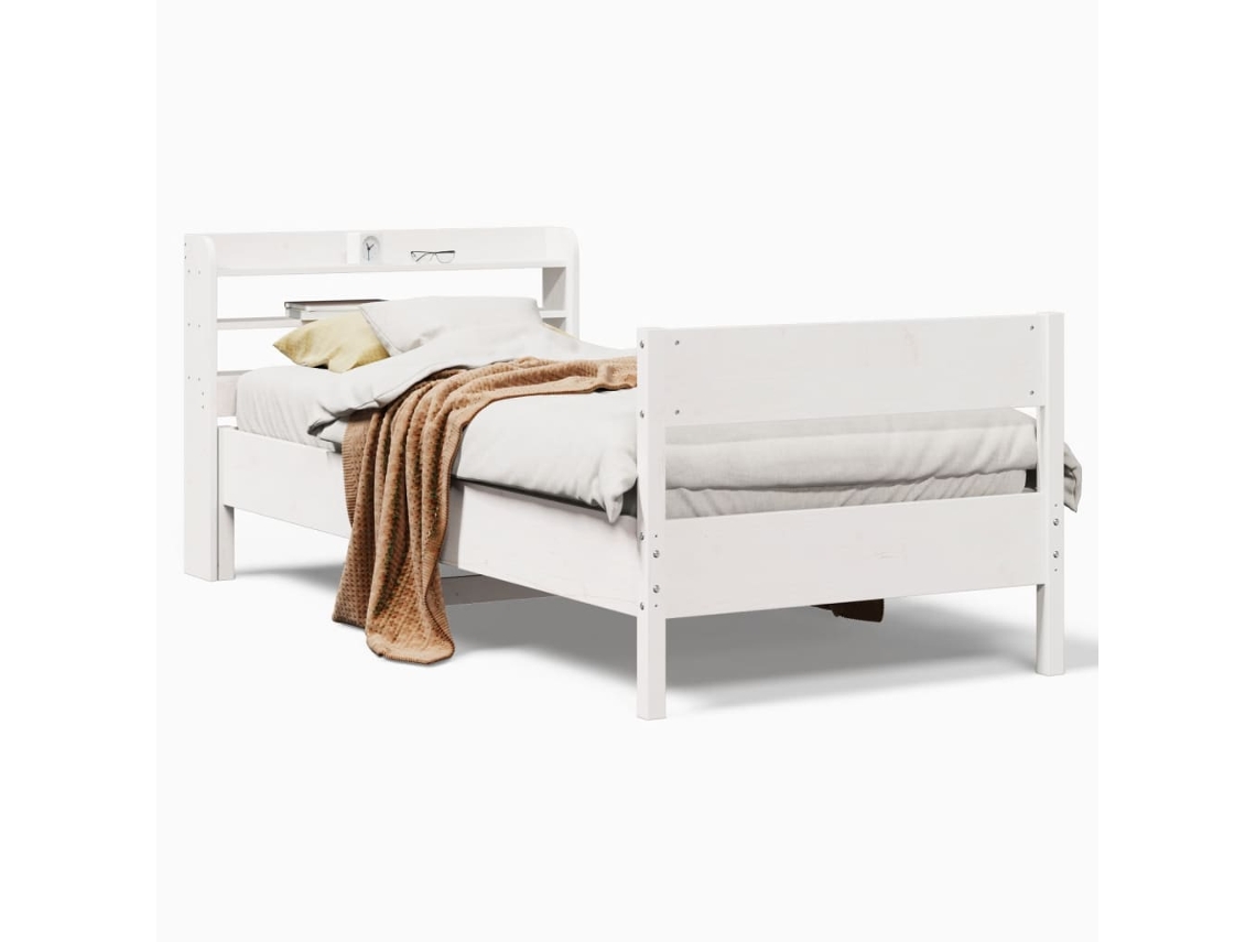 Bed Frame, Bed Frames Vidaxl Branco Madeira De Pinho (90 X 200 Cm)