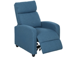 Estofado. Azul Poltrona Reclinável Manual Com Apoio Para Os Pés E Tecido