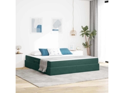 Vidaxl Cama Com Arrumação E Colchão Verde Escuro 180 X 200 Cm Veludo