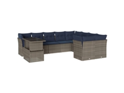 Conjunto de Sofá de Jardim, 10 Peças, Almofadas, Rattan Cinza MAISON EXCLUSIVE