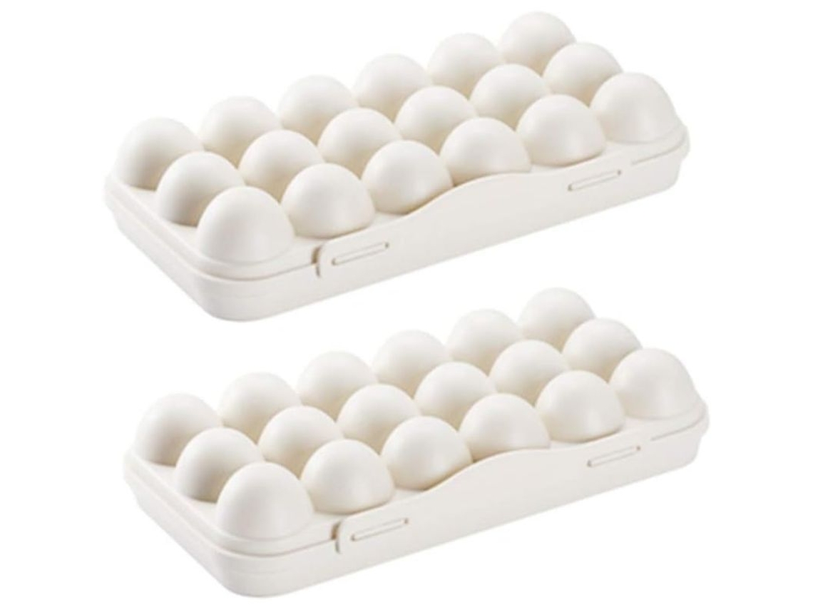 2 Bandejas de ovos para geladeira, empilháveis, com tampa, plástico PP S/MARCA