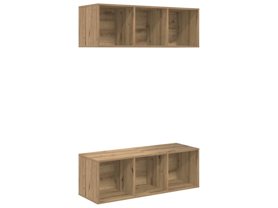 Conjunto 2 Gabinete Para Tv Vidaxl Castanho Derivados De Madeira (37 X 37 X 107 Cm)