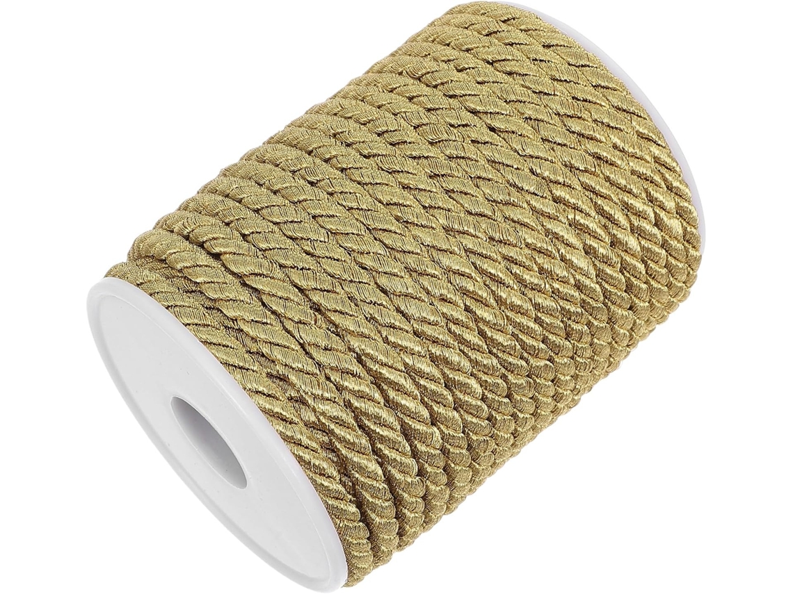 Corda Trançada De Algodão Dourada Popetpop 3mm, Com Torção Firme E Elasticidade Moderada, Ideal Para Decoração De Casa E