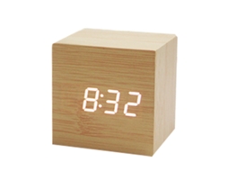 Despertador Digital Led Duplo Alarme Madeira Pequeno Cubo NEVEANCE