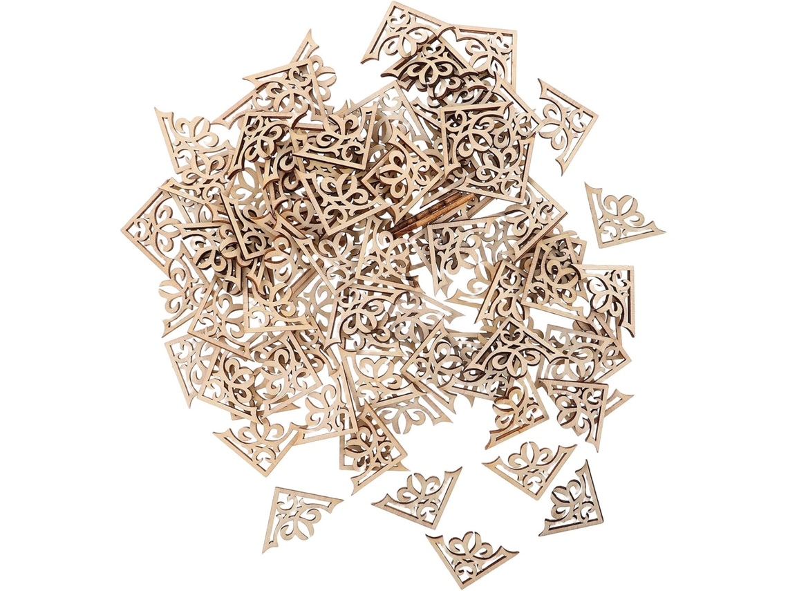 Mikikit Apliques Em Bois Sculptées 150 Pcs Bege Para Álbuns Fotos E Livres Proteção D'angle Fácil De Aplicar