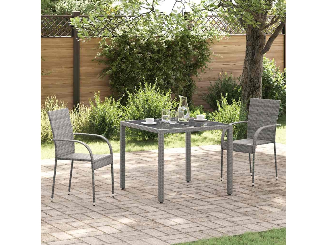 Vidaxl Cadeiras De Exterior Empilháveis 2 Pcs Vime Pe Cinzento
