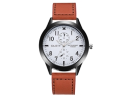 Reloj Hombre Moda Dial Redondo Analógico Correa Pu Cuarzo Gaiety Café